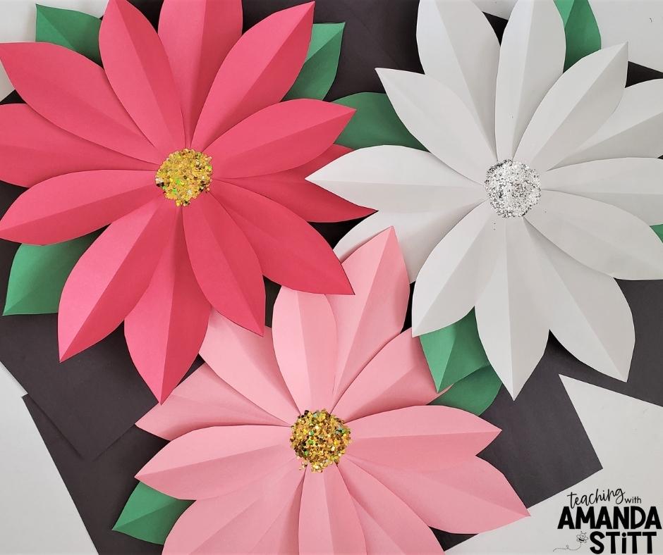 Create red, pink, or white poinsettia crafts as a way to teach Mexican traditions in your Christmas from around the world unit.