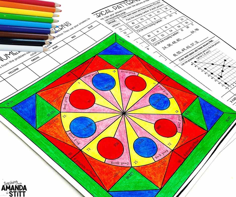 Standards-based color by number activities are great centers for math