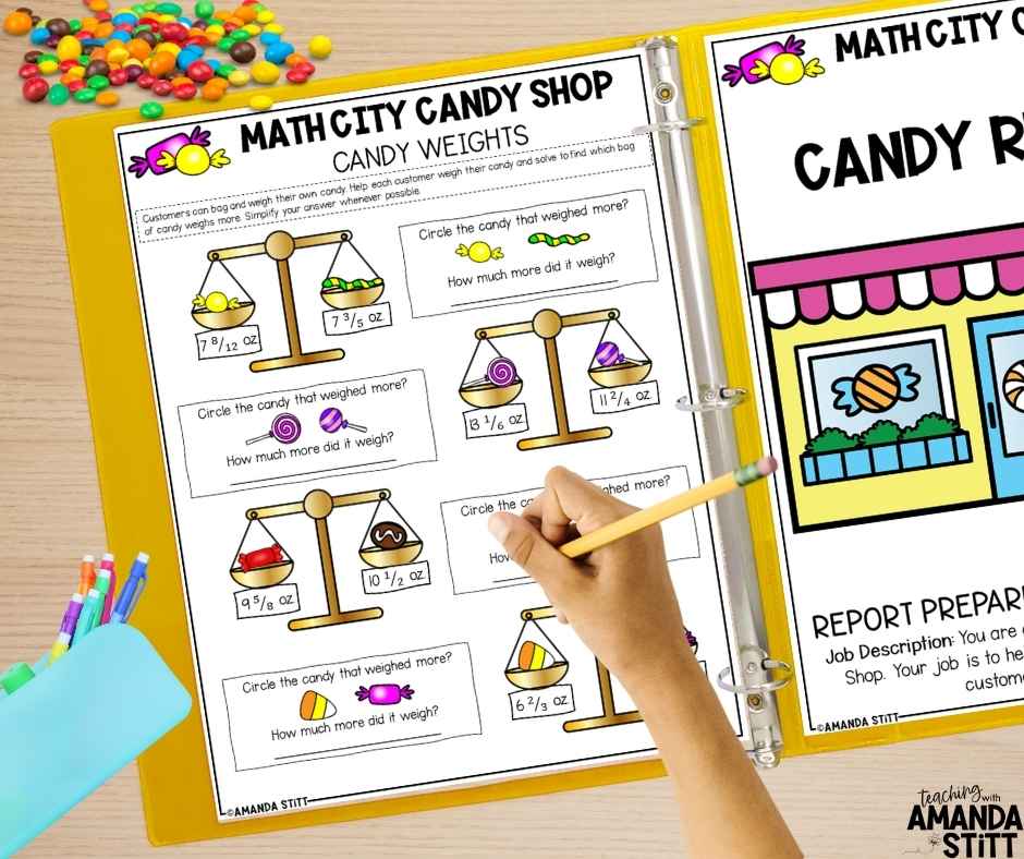 Use math projects as engaging 5th grade fractions worksheets for standards-based practice.