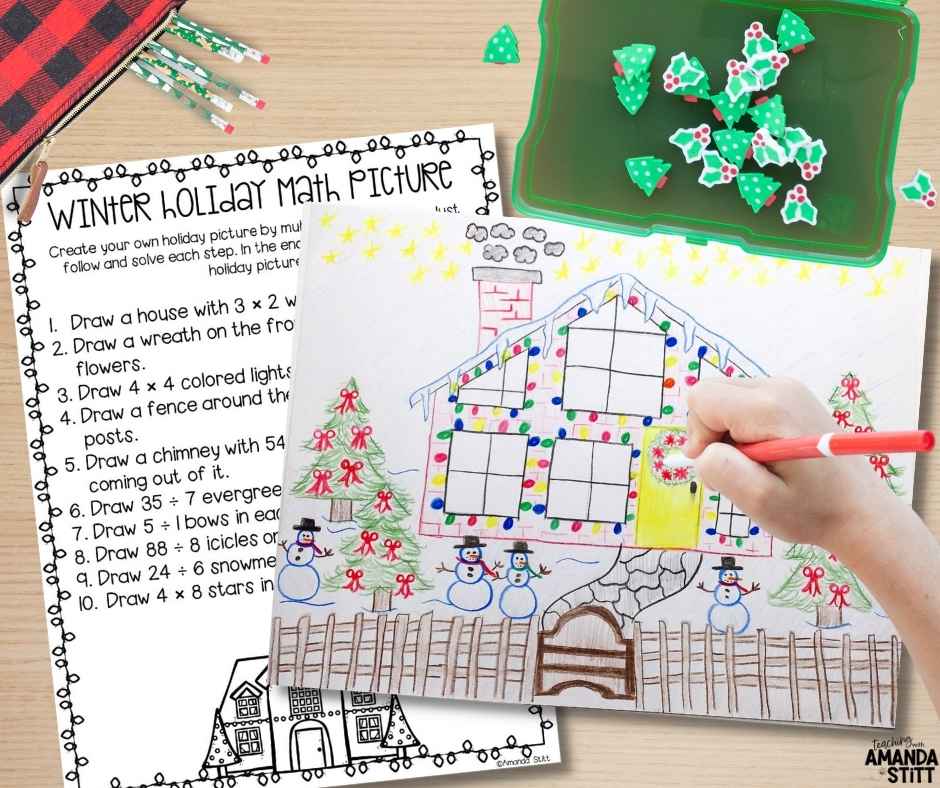 This free winter holidays math pictures is one of the best Christmas math activities.