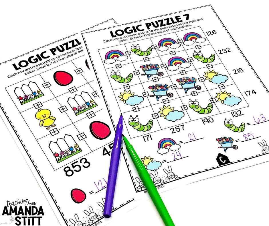 Logic puzzles are  fun math activities for students to do when they are not testing.