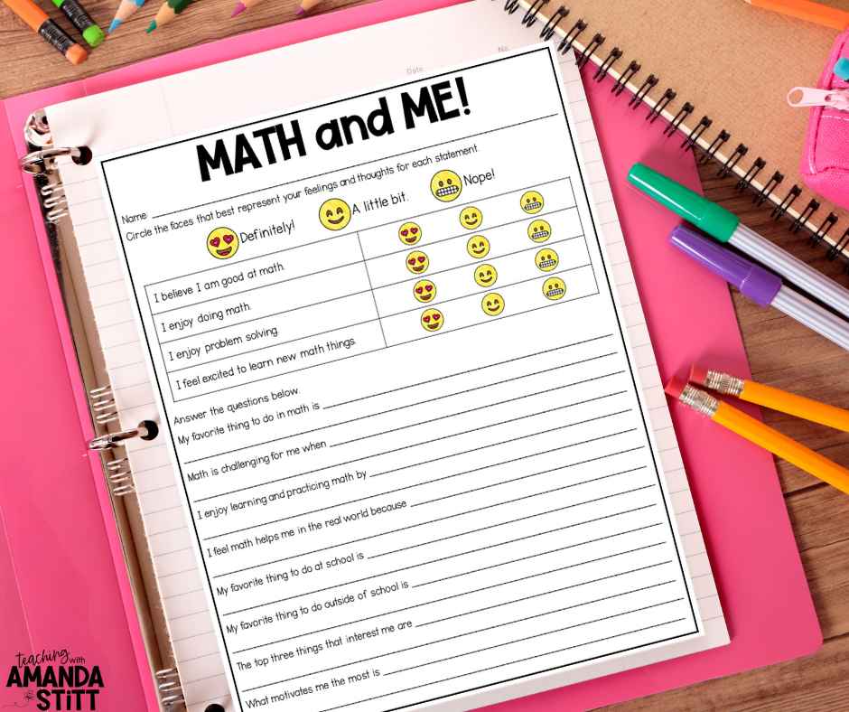 Give students a math interest survey to help them generate ideas about creating math goals for the new year.
